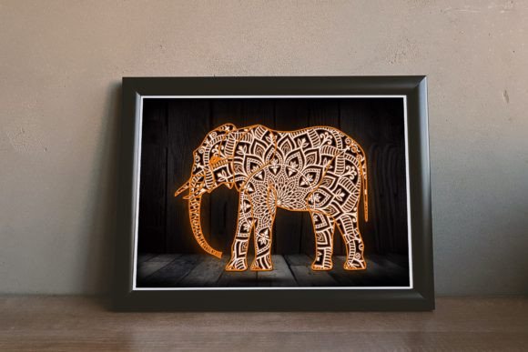 3D Layered Elephant Mandala SVG: 6 Layers