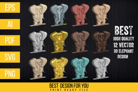 3D Vector Elephant Illustration Bundle for Modern Design